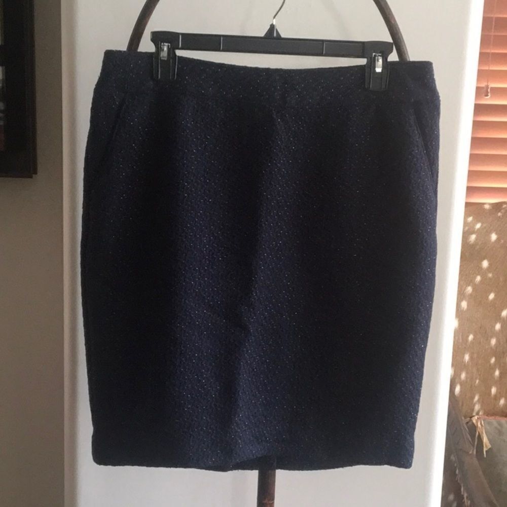 Cute Navy Blue Tweed Skirt